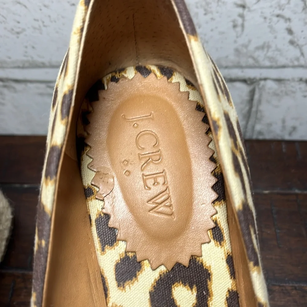 J Crew Seville Espadrilles brown leopard animal print heels